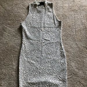 Topshop high neck dress with cheetah print